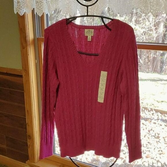 St.‎ John's Bay Knitted Pullover V-neck Long Sleeve Sz. XL Sweater - Picture 1 of 8